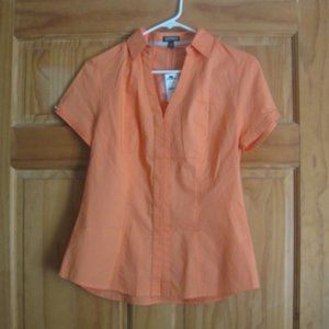 Express Essential Stretch Orange Short Sleeve Button Down Shirt